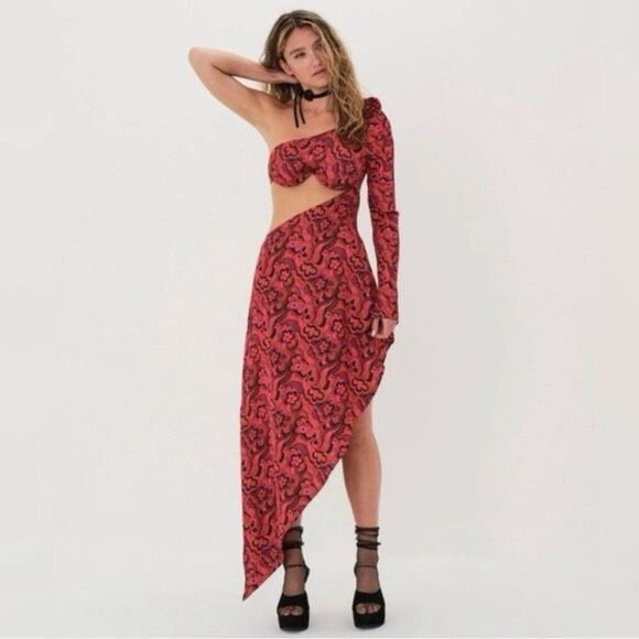 NWT For Love & Lemons Davina High Low Maxi Dress Size Small $250 MSRP - Picture 3 of 14